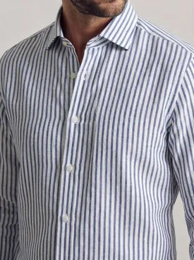 Chemise en lin à rayures bleues