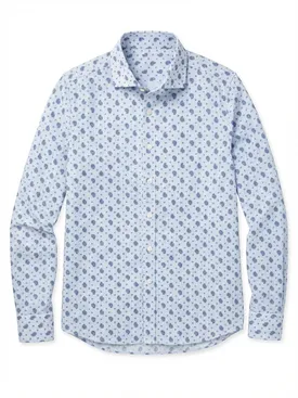 Blauw bedrukt poplin overhemd