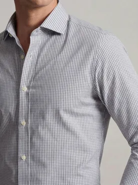 Gemakkelijk te strijken grijs geruit poplin overhemd