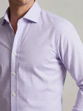 Gemakkelijk te strijken mauve Prince of Wales-ruit poplin overhemd