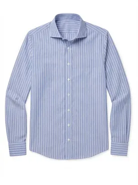Vervaagd blauw gestreept poplin overhemd
