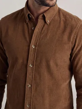 Hazelnootbruin dik corduroy overhemd