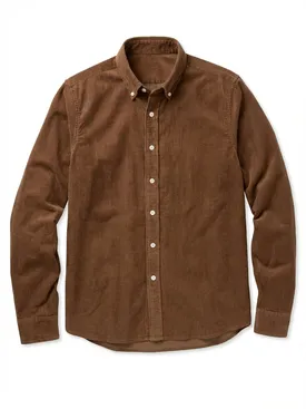 Hazelnootbruin dik corduroy overhemd