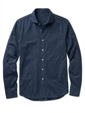 Effen Marineblauw flanel overhemd