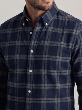 Blauw en grijs tartan dik flanel overhemd