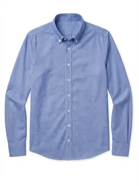 Blauw effen sport-Oxford-overhemd