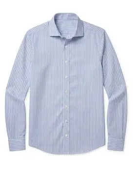 Chemise en popeline à rayures bleues