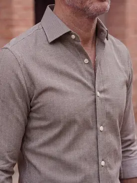 Chemise en twill uni marron