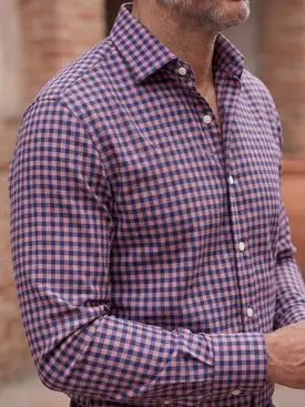 Chemise en twill à carreaux violets