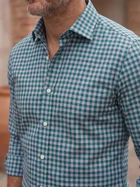 Chemise en twill à carreaux verts
