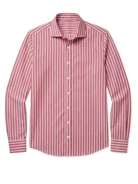 Chemise en popeline à rayures rouges