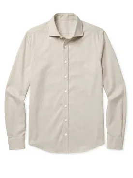 Chemise en twill uni beige