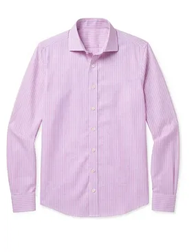 Chemise en fil-à-fil à rayures roses