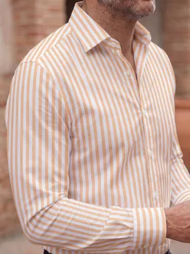 Chemise en popeline à rayures orange