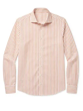 Chemise en popeline à rayures orange