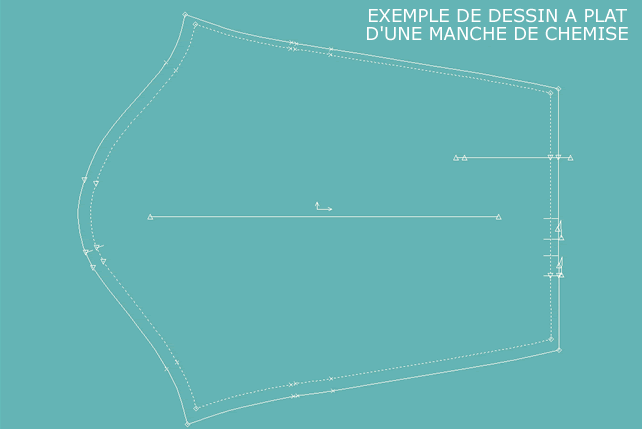 Exemple de dessin à plat d'une manche de chemise